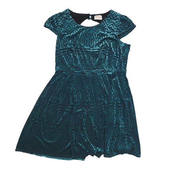 Moon Green Velvet Cap Sleeve Dress Womens Size 1XL Side Zip Lined - Picture 9 of 13